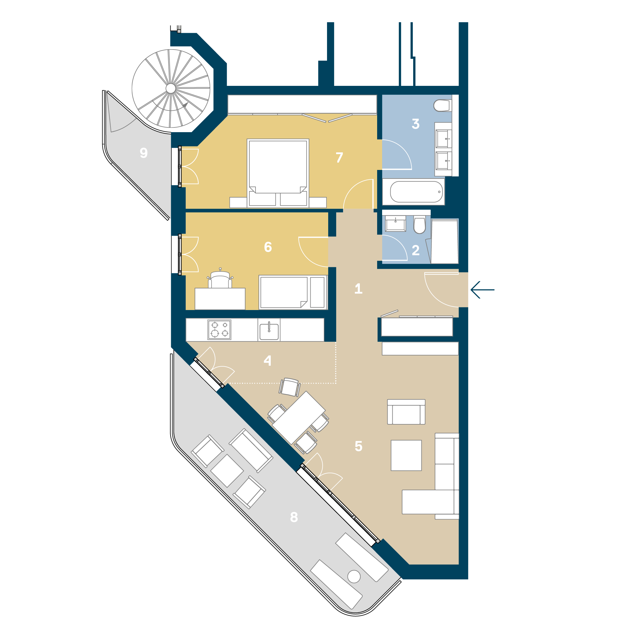 Grundriss 3 Zimmer Wohnung 1 der Helling Höfe