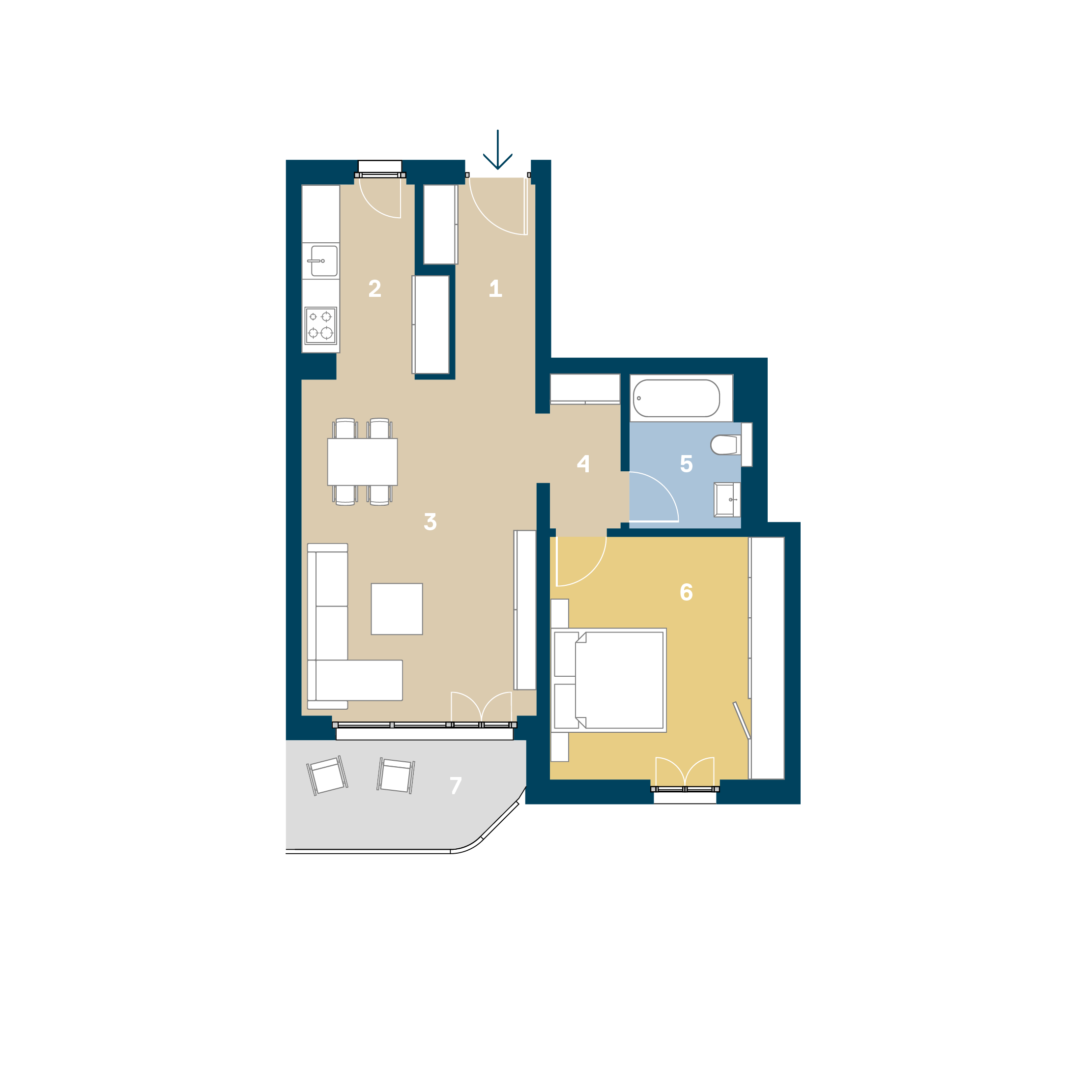 Two-Room Flat Blocks Floor Plan