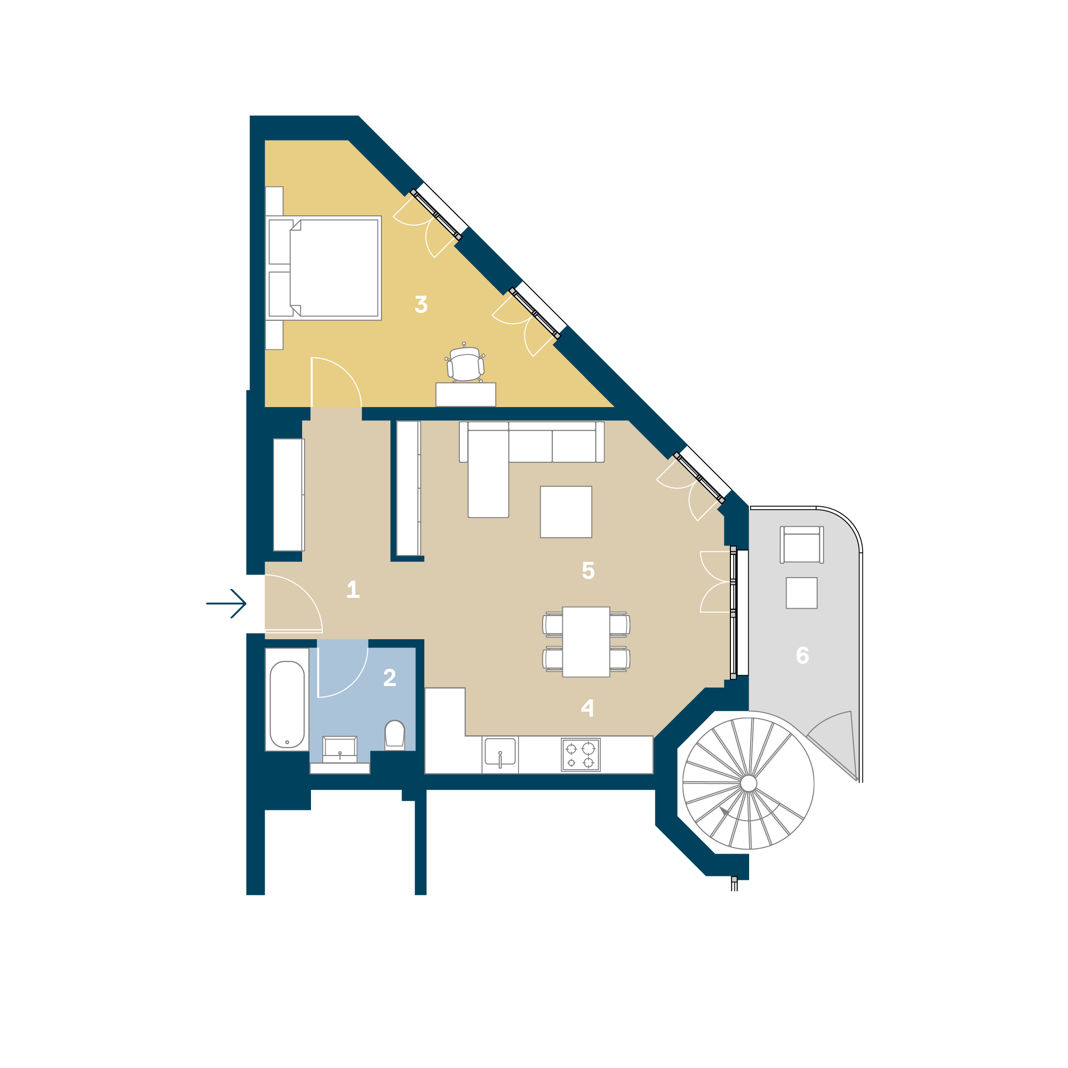 2 Raum Wohnung Grundriss HellingHöfe