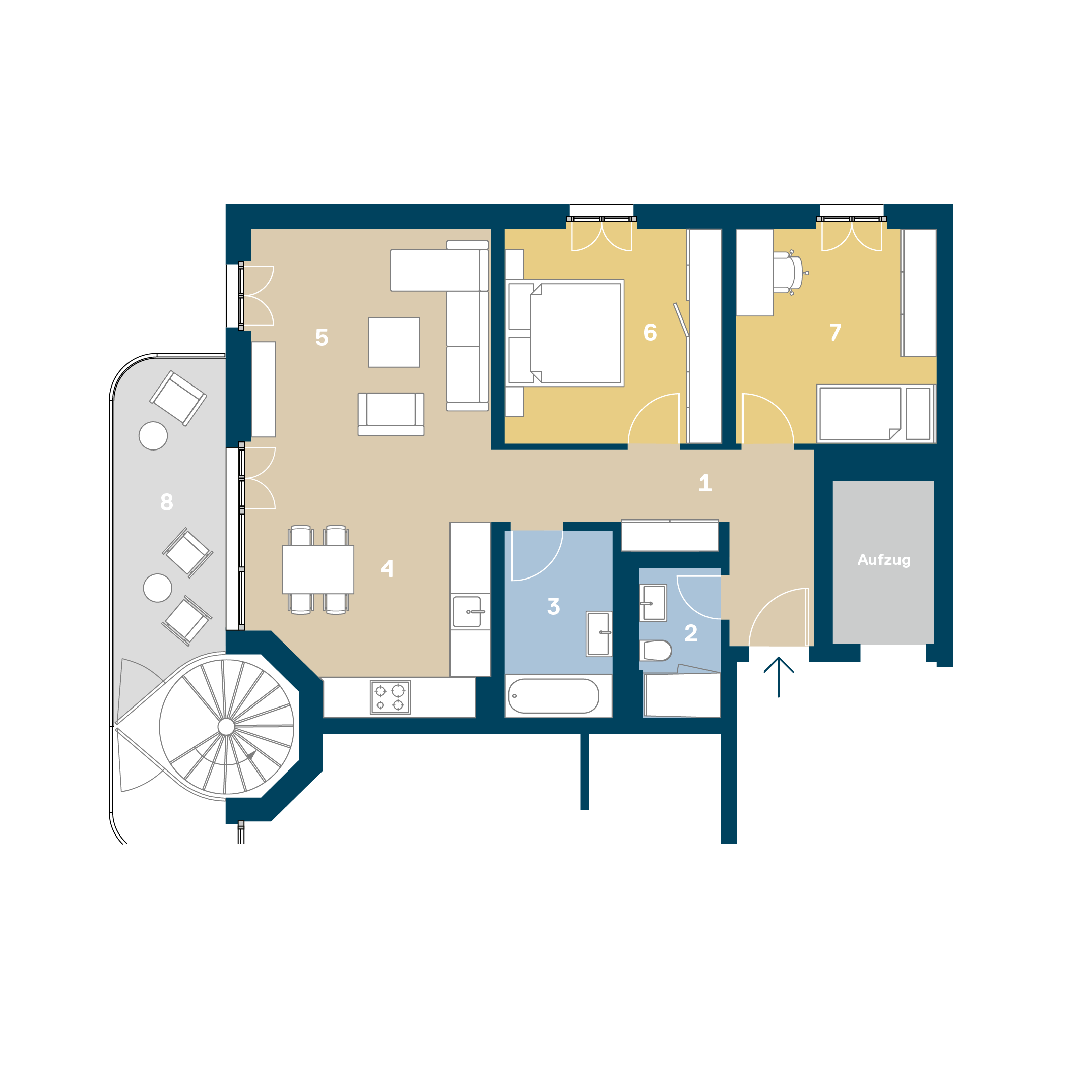 Grundriss 3 Zimmer Wohnung 2 der Helling Höfe