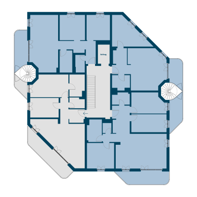 Aufsicht Gebäudetyp B - 3 Zimmer Wohnung Helling Höfe
