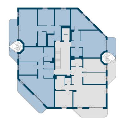 Aufsicht Gebäudetyp B - 4 Zimmer Wohnung Helling Höfe
