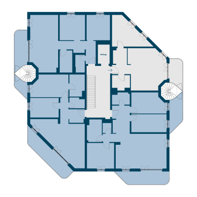 Aufsicht Gebäudetyp B - 2 Zimmer Wohnung HellingHöfe