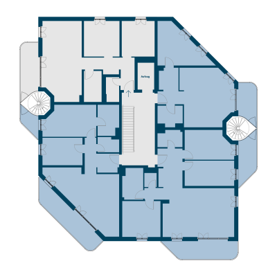 Aufsicht Gebäudetyp B - 3 Zimmer Wohnung 2 - Helling Höfe